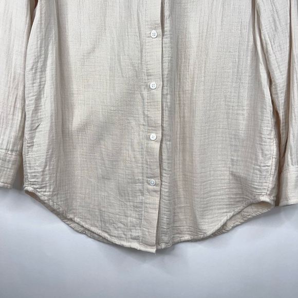 Aritizia Little Moon Organic Cotton Gauze Sail Shirt Cream Button Up Relaxed XS - Picture 5 of 13
